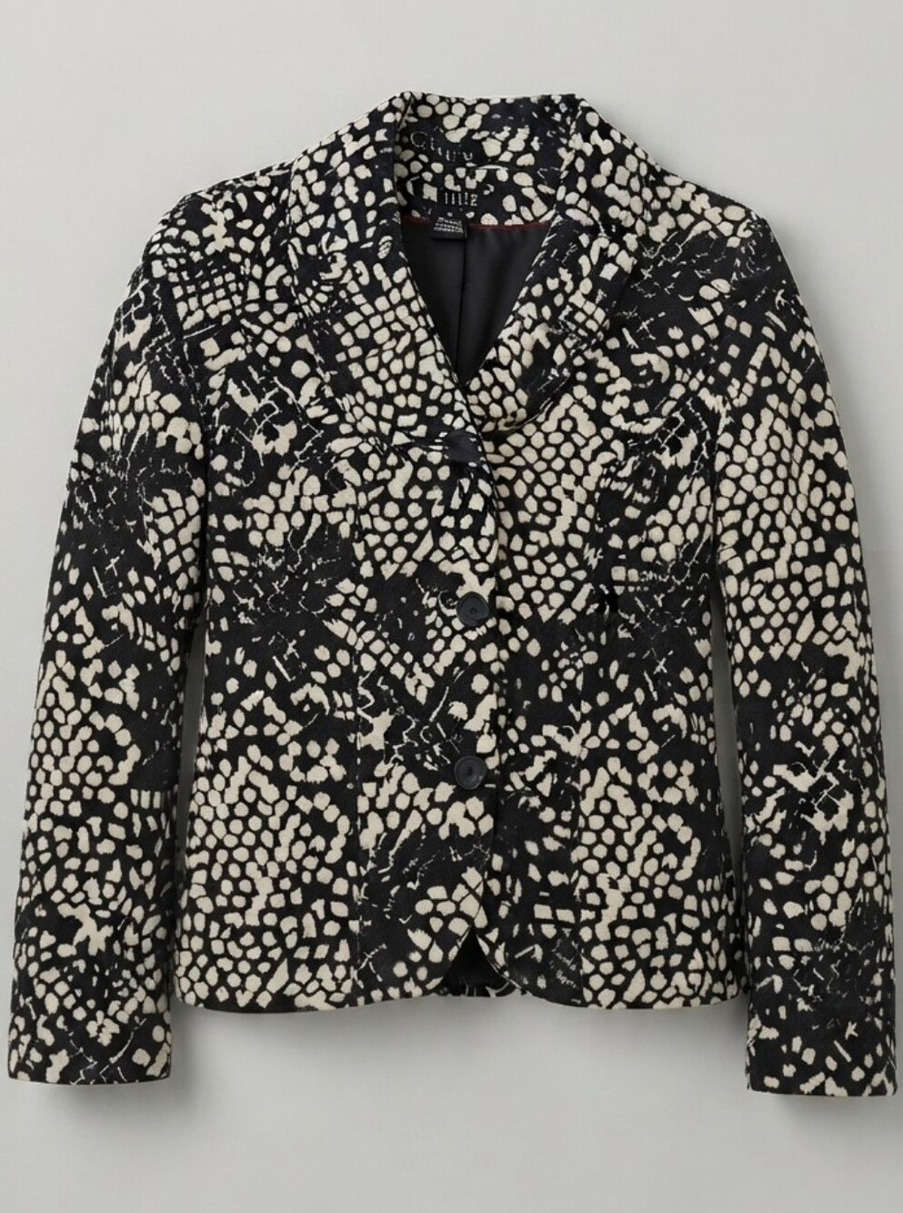 Carole Little Black Cream Textured Blazer